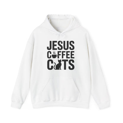 Christian Jesus, Coffee, Cats - Religous Cat Caffeine Lover Hoodie