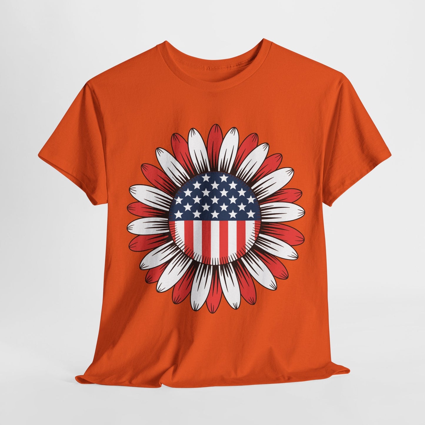 Sunflower American Flag 4th of July Women Men Merica USA T-Shirt