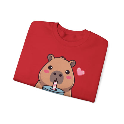 Cute Capybara Kawaii Anime Drinking Bubble Tea Lover Girls Sweatshirt