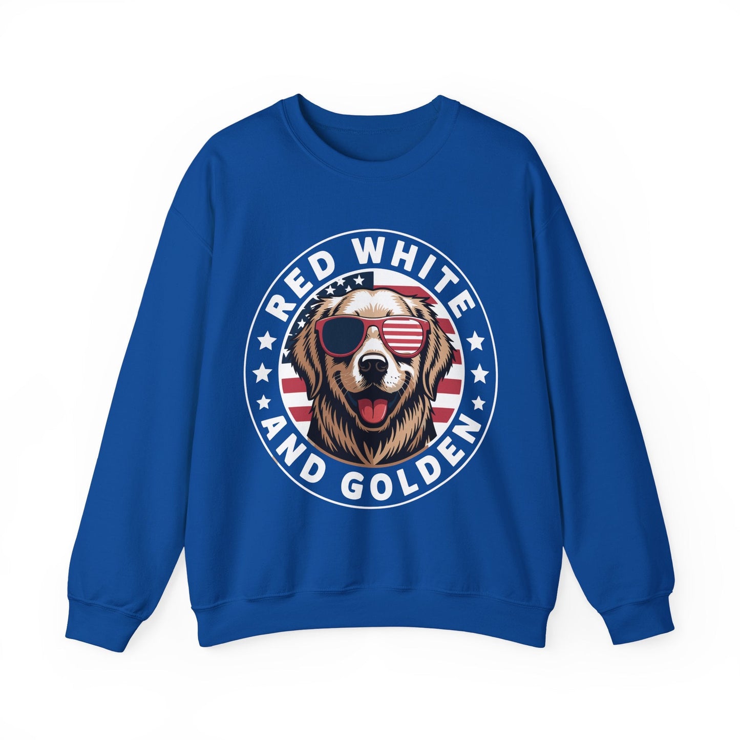 Red White Golden Retriever American Flag 4th of July Gift Sweatshirt