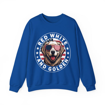 Red White Golden Retriever American Flag 4th of July Gift Sweatshirt