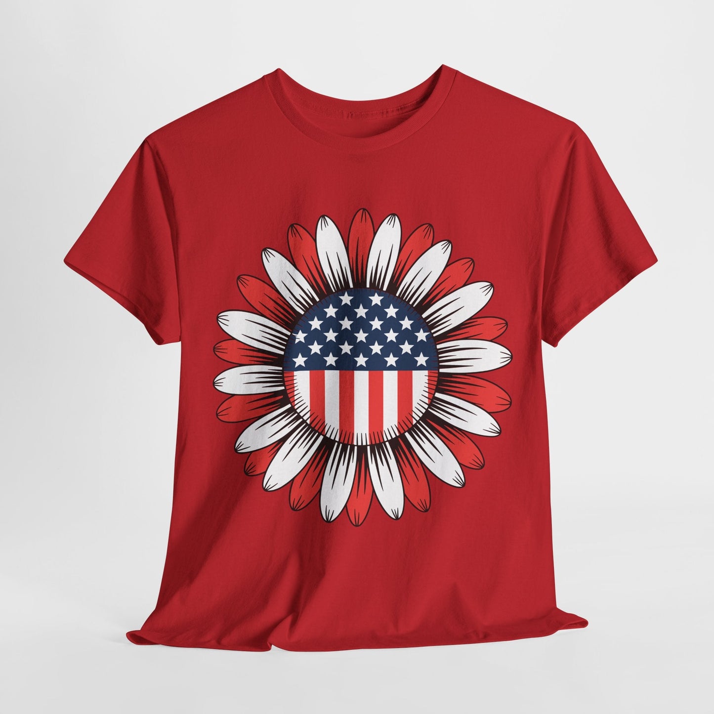 Sunflower American Flag 4th of July Women Men Merica USA T-Shirt