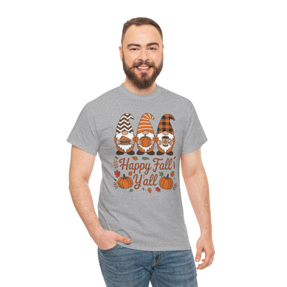 Happy Fall Y'all Gnome Pumpkin Autumn Thanksgiving Men Women T-Shirt