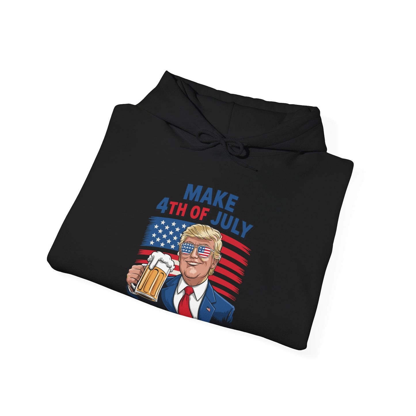 Funny Trump Make 4th Of July Great Again Drinking Beer Hoodie
