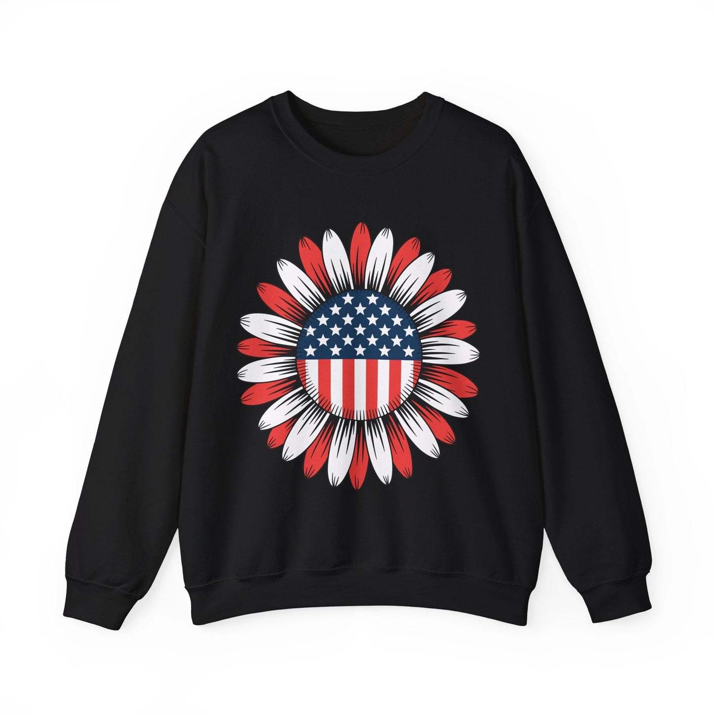 Sunflower American Flag 4th of July Women Men Merica USA Sweatshirt