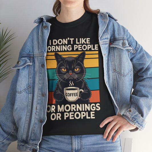 I Hate Morning People And Mornings And People Coffee Cat T-Shirt