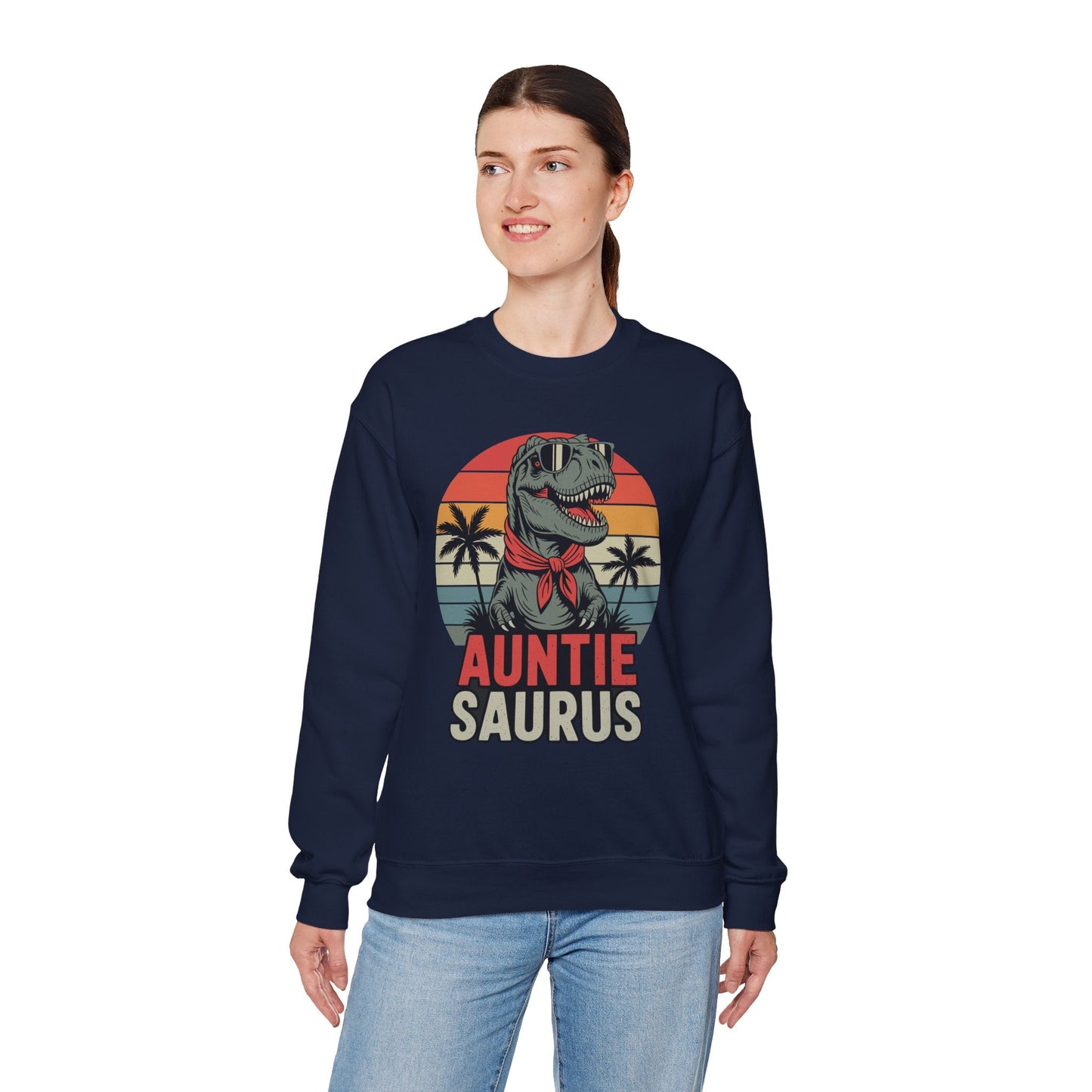 Auntiesaurus T Rex Dinosaur Auntie Saurus Family Matching Sweatshirt