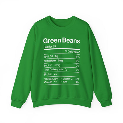 Green Beans Nutrition Facts Funny Thanksgiving Christmas Sweatshirt