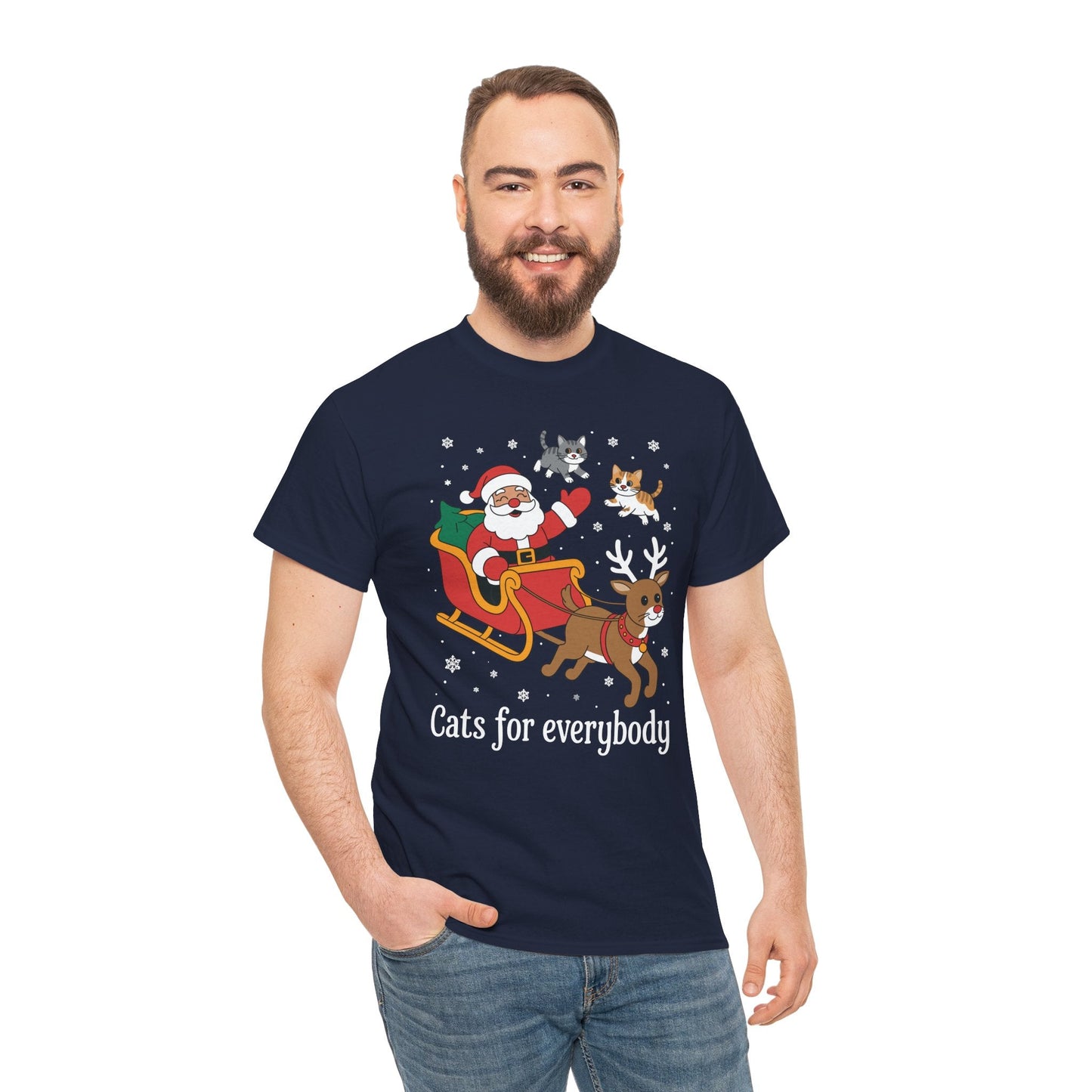 Cats For Everybody Christmas Cat Funny Xmas Women Santa T-Shirt