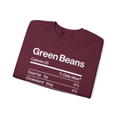 Green Beans Nutrition Facts Funny Thanksgiving Christmas Sweatshirt