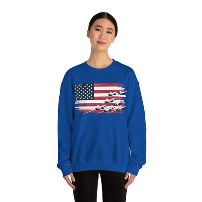 Patriotic Red White Blue USA Flag Fighter Jets 4th of July Sweatshirt