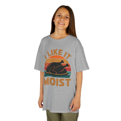 I Like It Moist Unisex Kids Black Thanksgiving T-Shirt