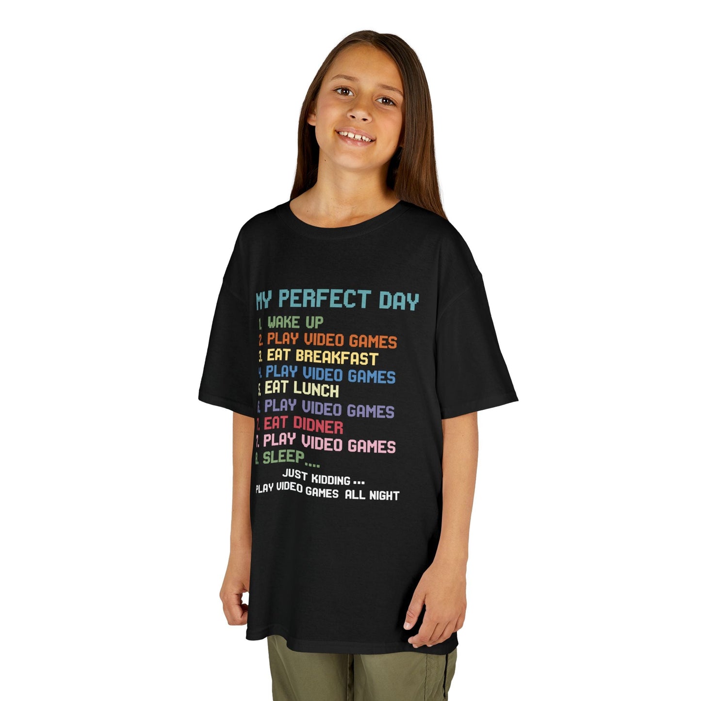 My Perfect Day Play Video Games Funny Gamer Kids T-Shirt