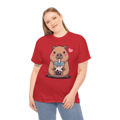 Cute Capybara Kawaii Anime Drinking Bubble Tea Lover Girls T-Shirt