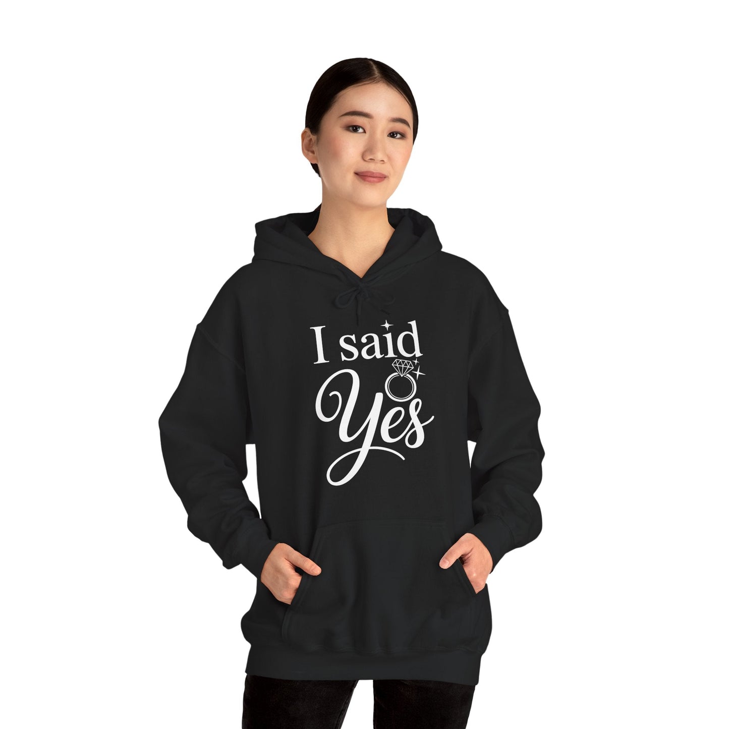 Funny I Said Yes Engagement Announcement Couple Sayings Hoodie
