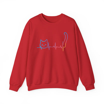 Heartbeat Cat Lover Animal Silhouette Cute Cat Sweatshirt