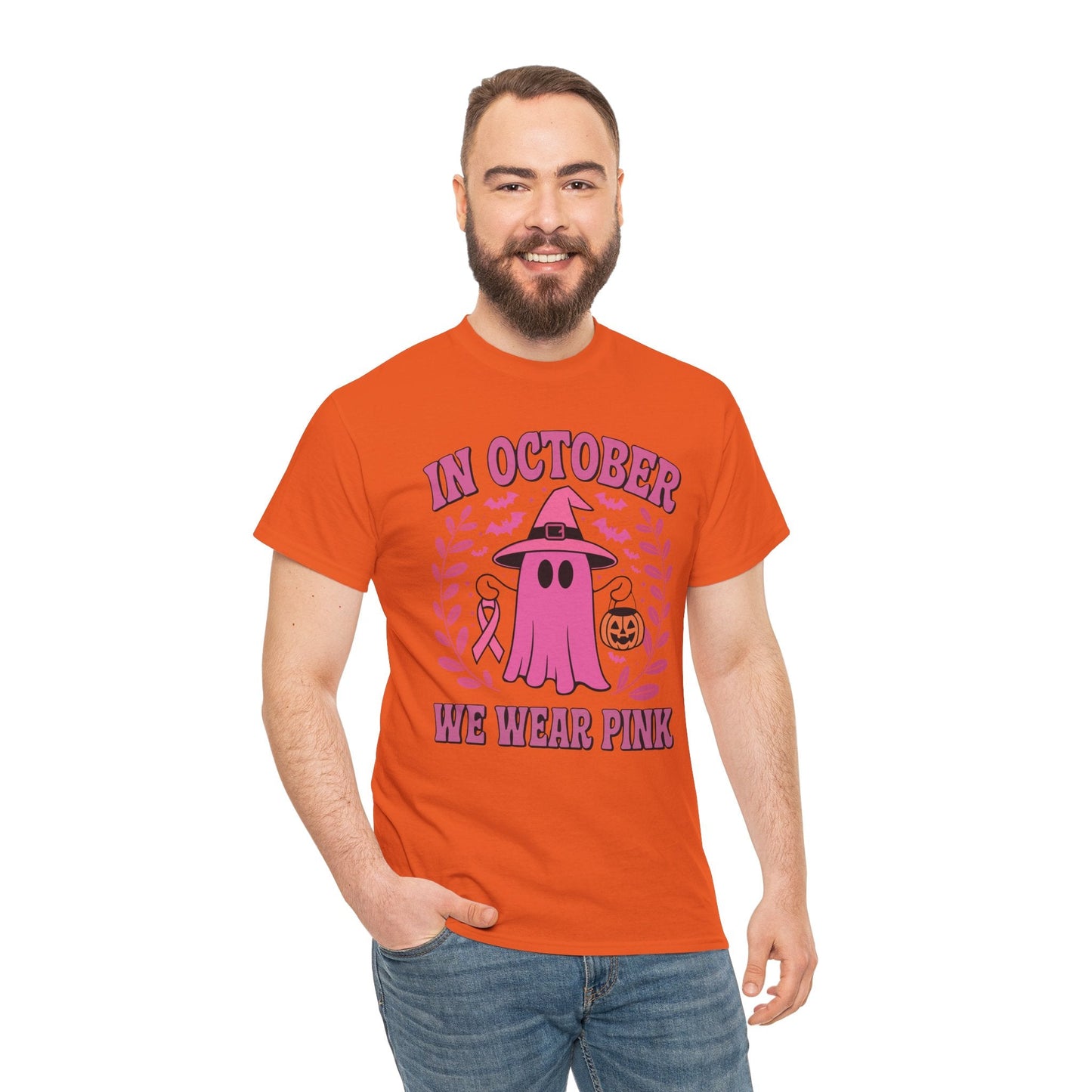 In October We Wear Pink Breast Cancer Awareness Halloween T-Shirt