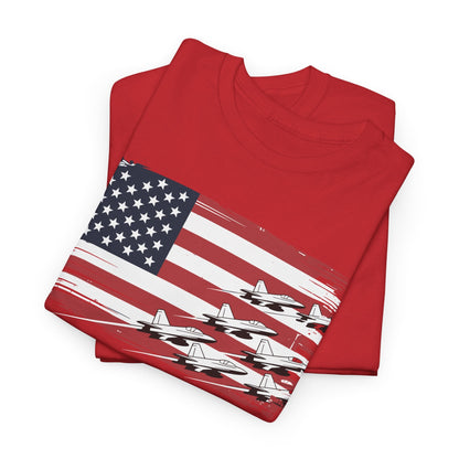 Patriotic Red White Blue USA Flag Fighter Jets 4th of July T-Shirt
