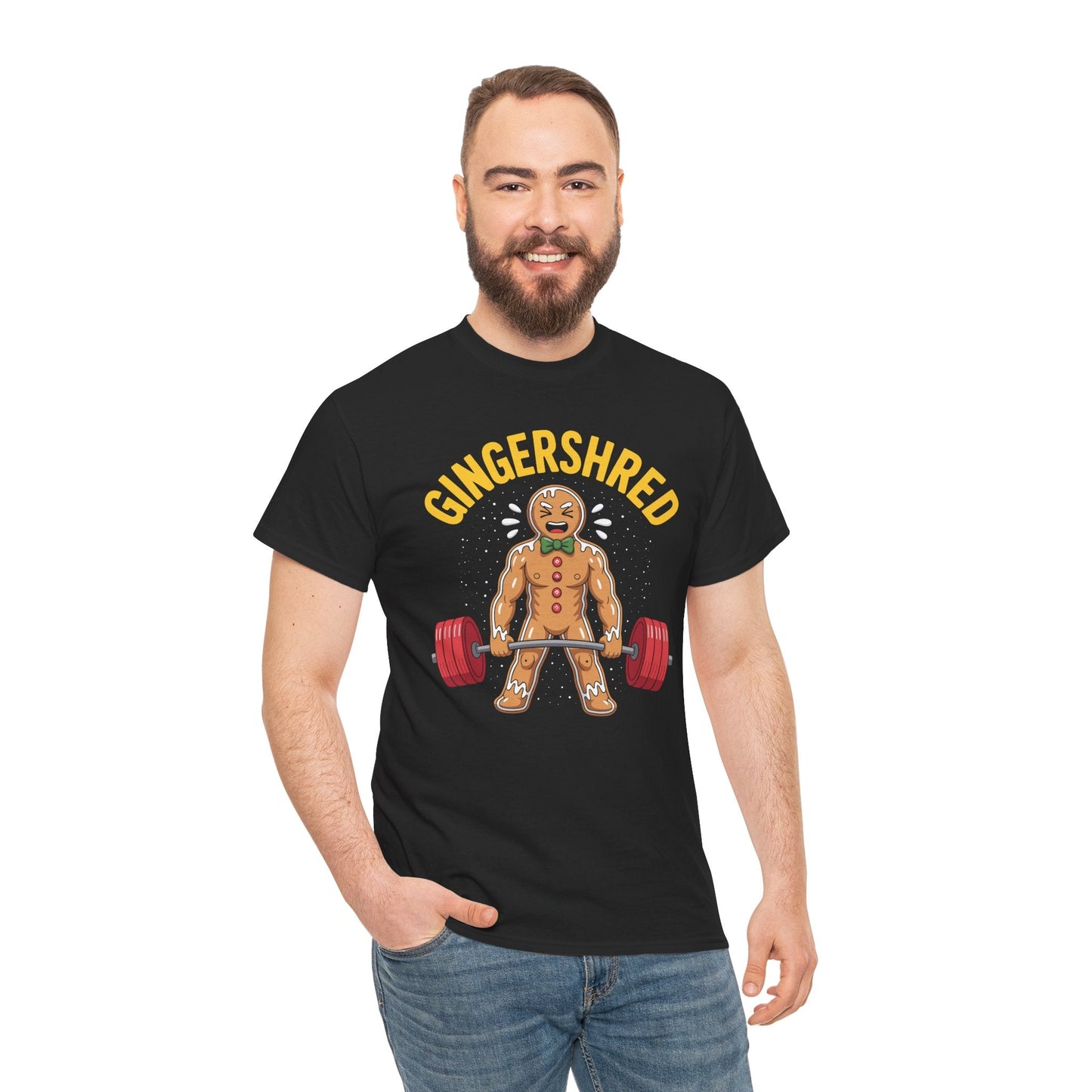 Funny Gingershred Gingerbread Man Gym Bodybuilding Christmas T-Shirt