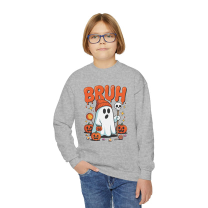 Bruh Ghost Halloween Cute Ghost Trick Or Treat Candy Kids Sweatshirt