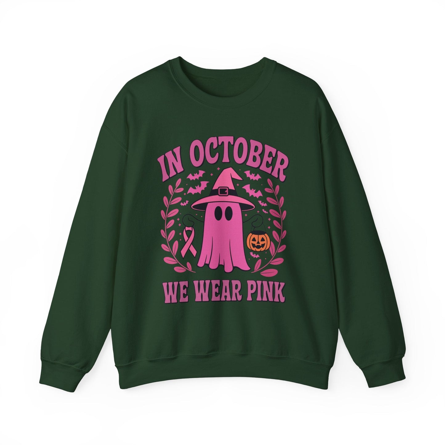 In October We Wear Pink Breast Cancer Awareness Halloween Sweatshirt