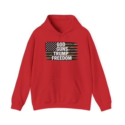 God Guns Trump Freedom Funny Camouflage Pro Gun USA Flag Hoodie