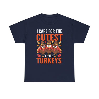 Care For Little Turkeys Nurse Fall Thanksgiving Scrub Top T-Shirt