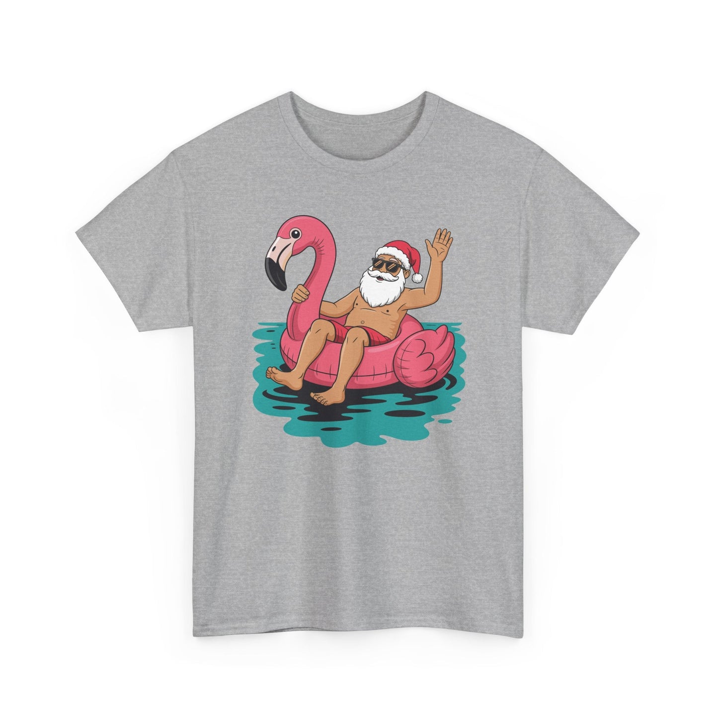 Santa Flamingo Floatie Funny Christmas In July Summer Xmas T-Shirt