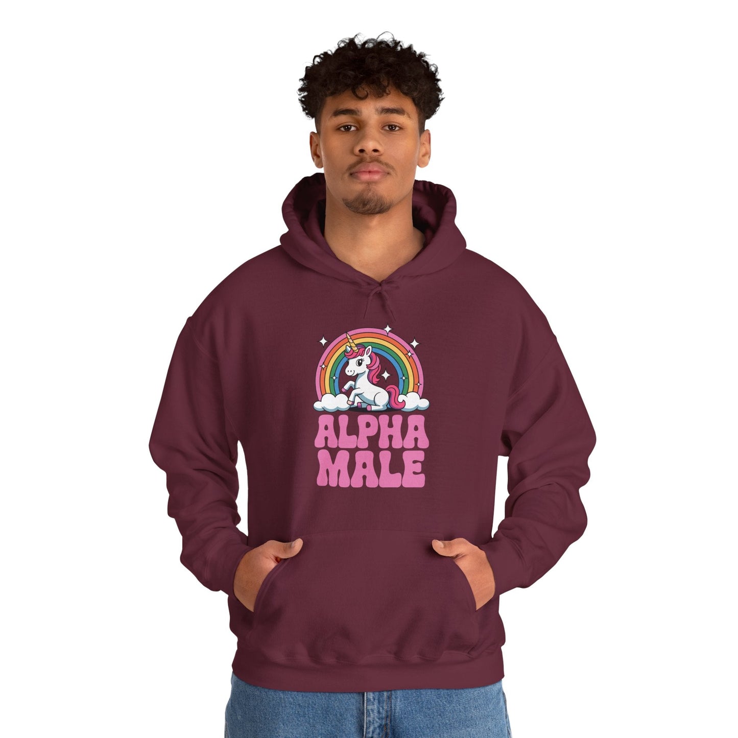 Funny Alpha Male Unicorn Sarcastic Ironic Weird Y2K Humor Hoodie