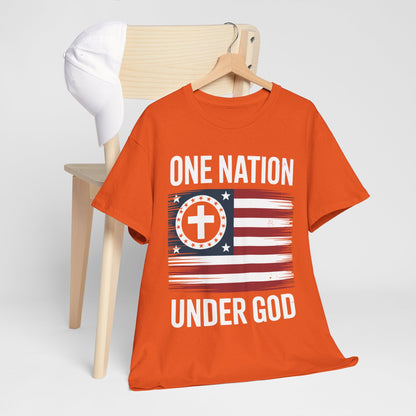 One Nation Under God Flag 4th Of July Patriotic Christian T-Shirt