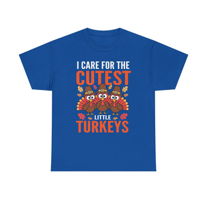 Care For Little Turkeys Nurse Fall Thanksgiving Scrub Top T-Shirt