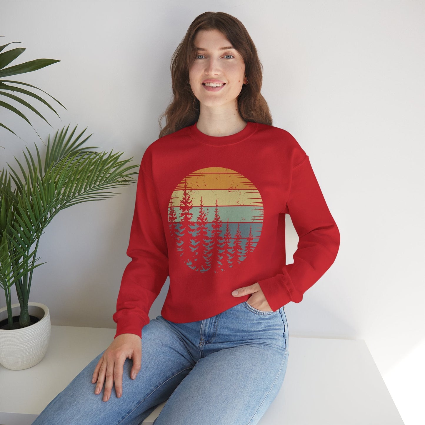 Retro Forest Trees Outdoors Nature Vintage Graphic Sweatshirt