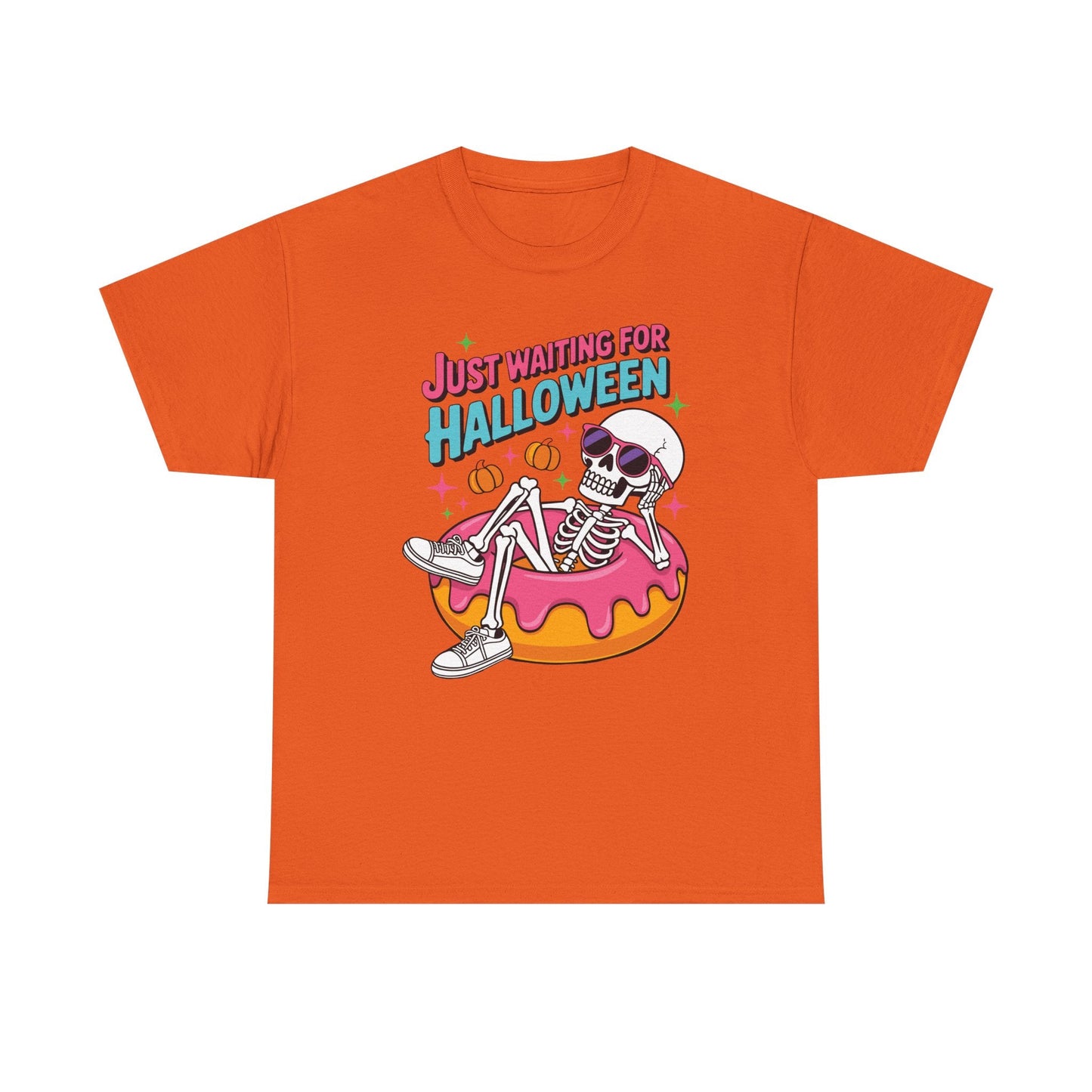Just Waiting For Halloween Skeleton Donut Summerween Vibes T-Shirt