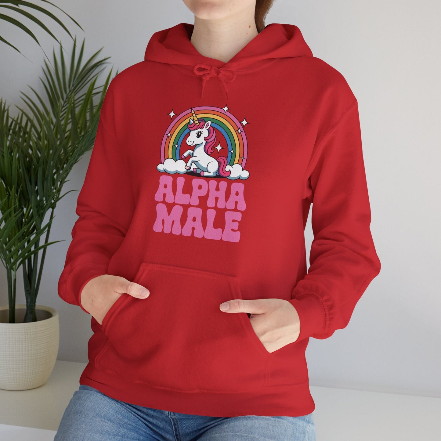 Funny Alpha Male Unicorn Sarcastic Ironic Weird Y2K Humor Hoodie