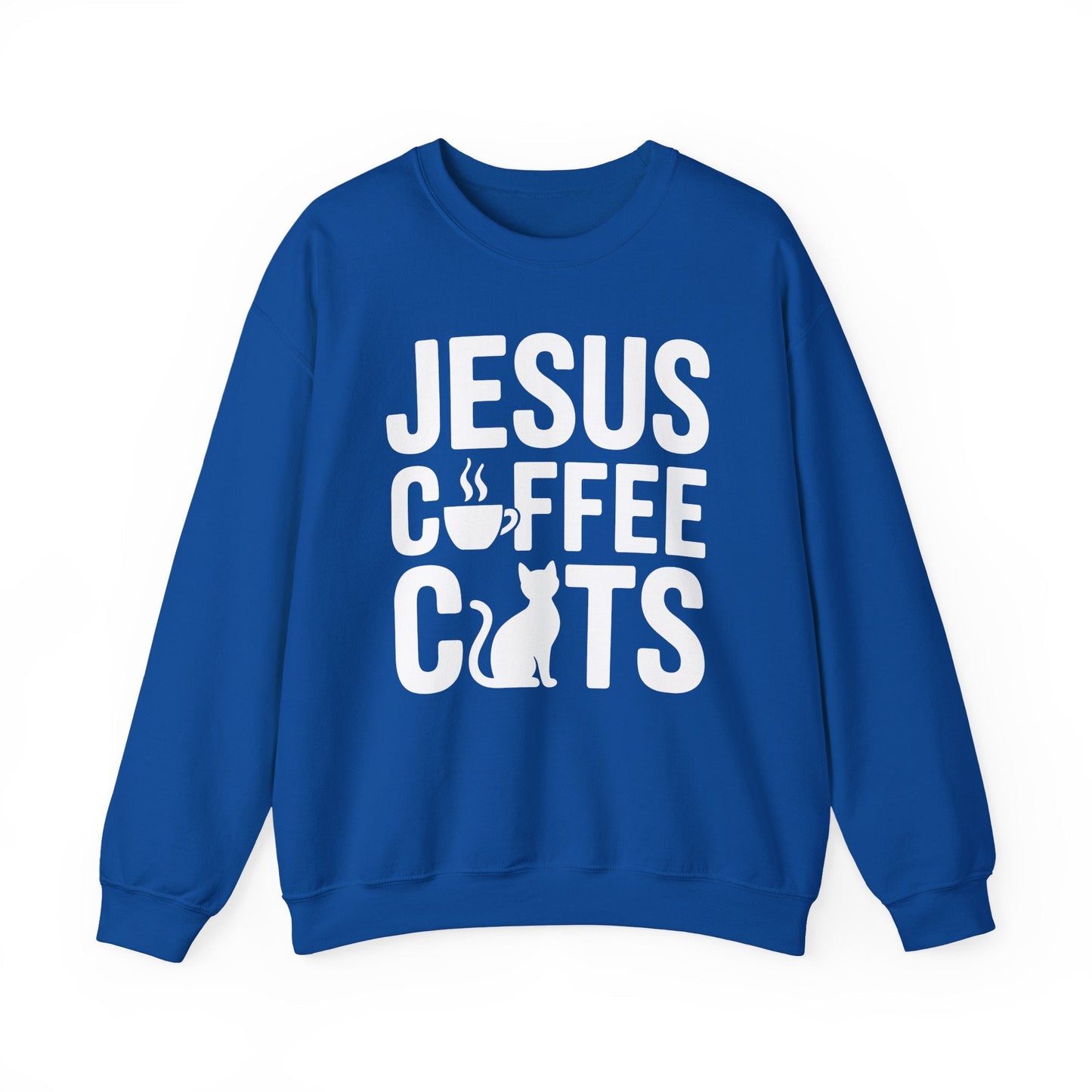 Christian Jesus, Coffee, Cats - Religous Cat Caffeine Lover Sweatshirt