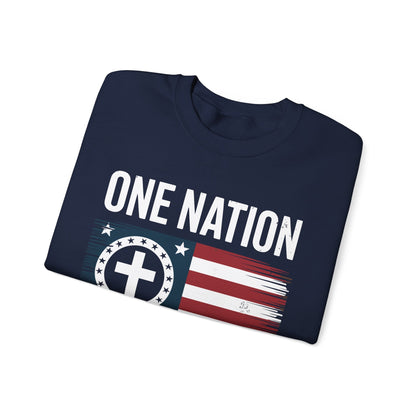 One Nation Under God Flag 4th Of July Patriotic Christian Sweatshirt