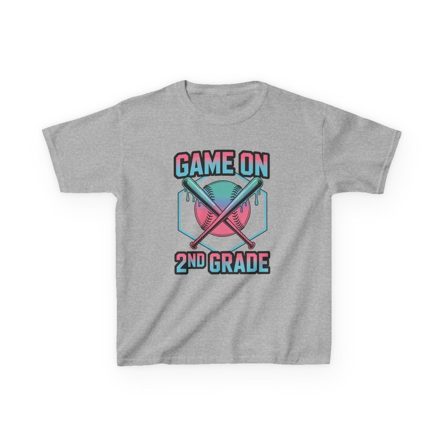 2nd Grade Back to School Baseball Drip Ice Cream Game On Kid T-Shirt