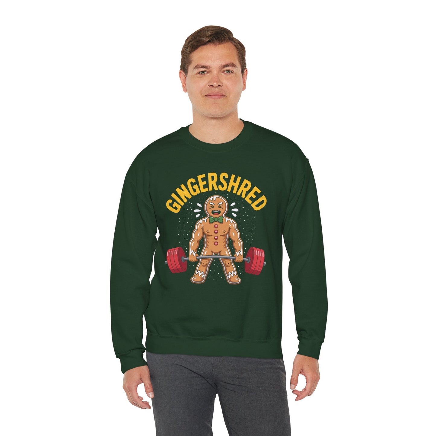 Funny Gingershred Gingerbread Man Gym Bodybuilding Christmas Sweatshirt