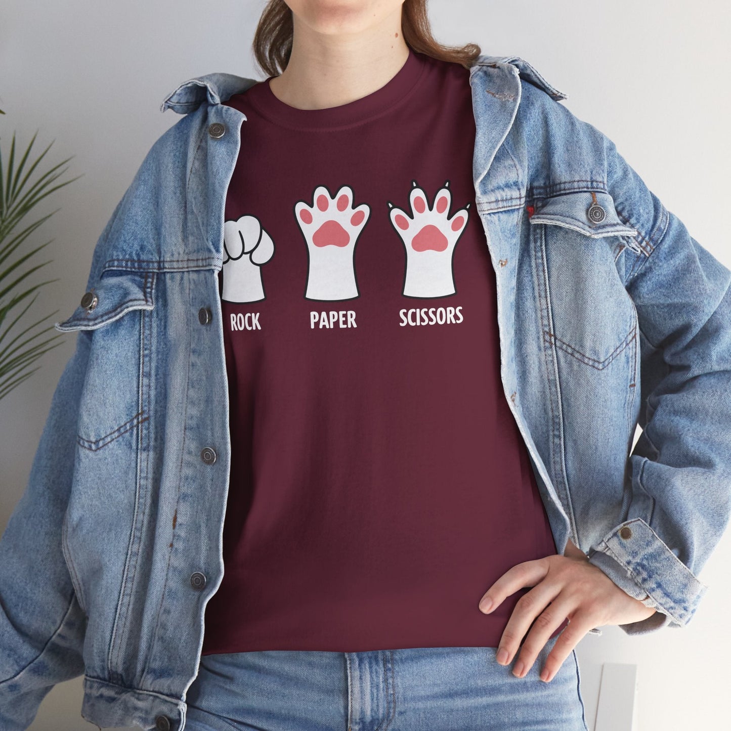 Funny  Introvert Cat Animal Rescue Rock Paper Scissors Cute Paw Cat T-Shirt