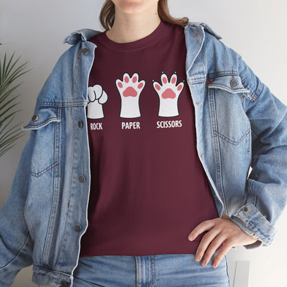 Funny  Introvert Cat Animal Rescue Rock Paper Scissors Cute Paw Cat T-Shirt
