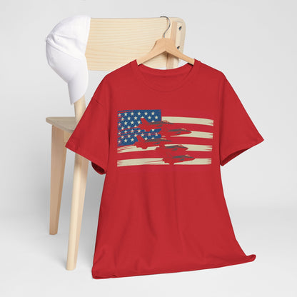 Vintage American Flag USA Fighter Jets 4th of July Patriotic T-Shirt