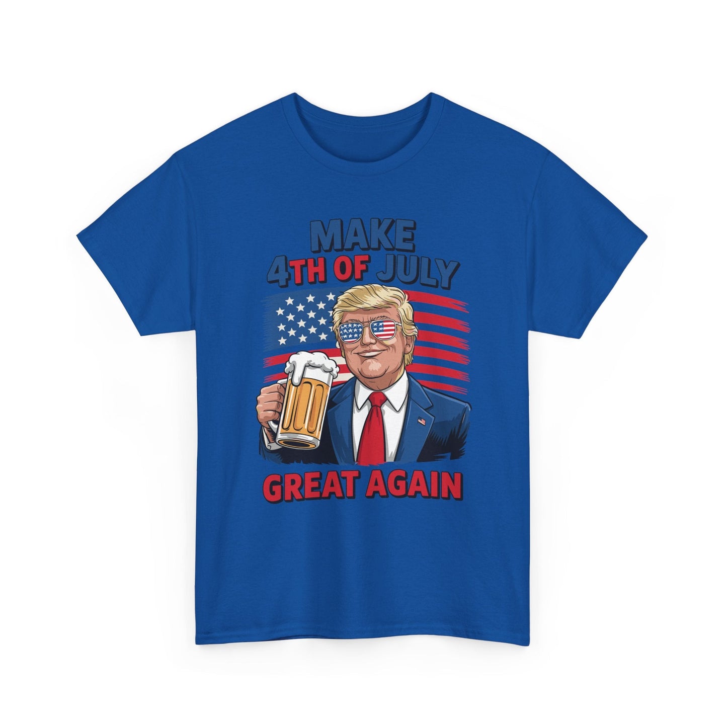 Funny Trump Make 4th Of July Great Again Drinking Beer T-Shirt