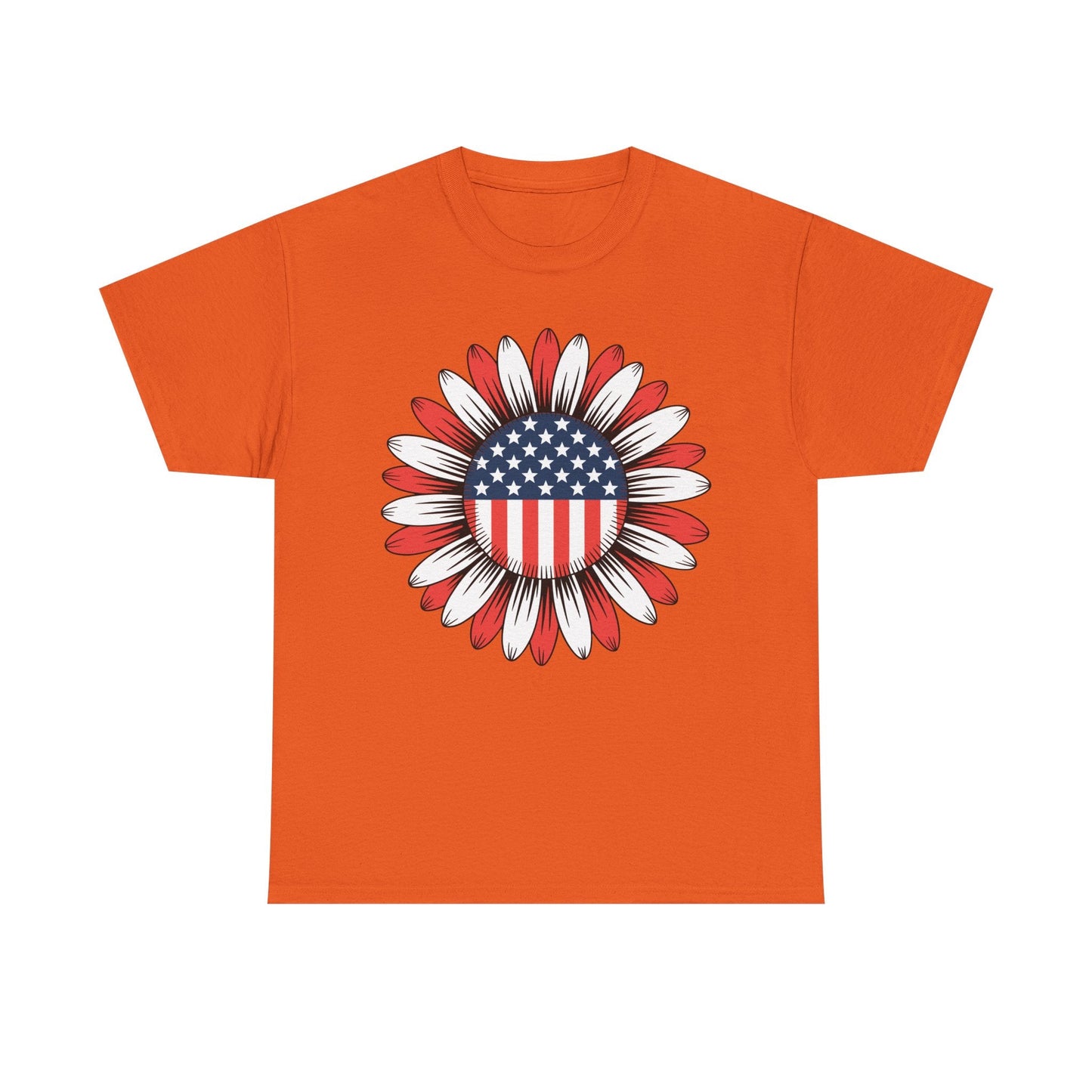 Sunflower American Flag 4th of July Women Men Merica USA T-Shirt
