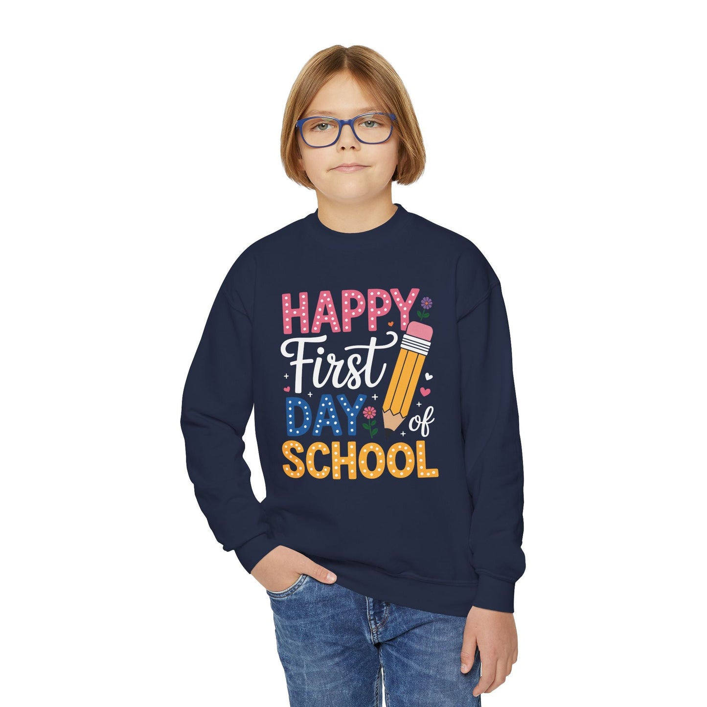 Happy First Day of School Pencil Teacher Cute Back to School Sweatshirt