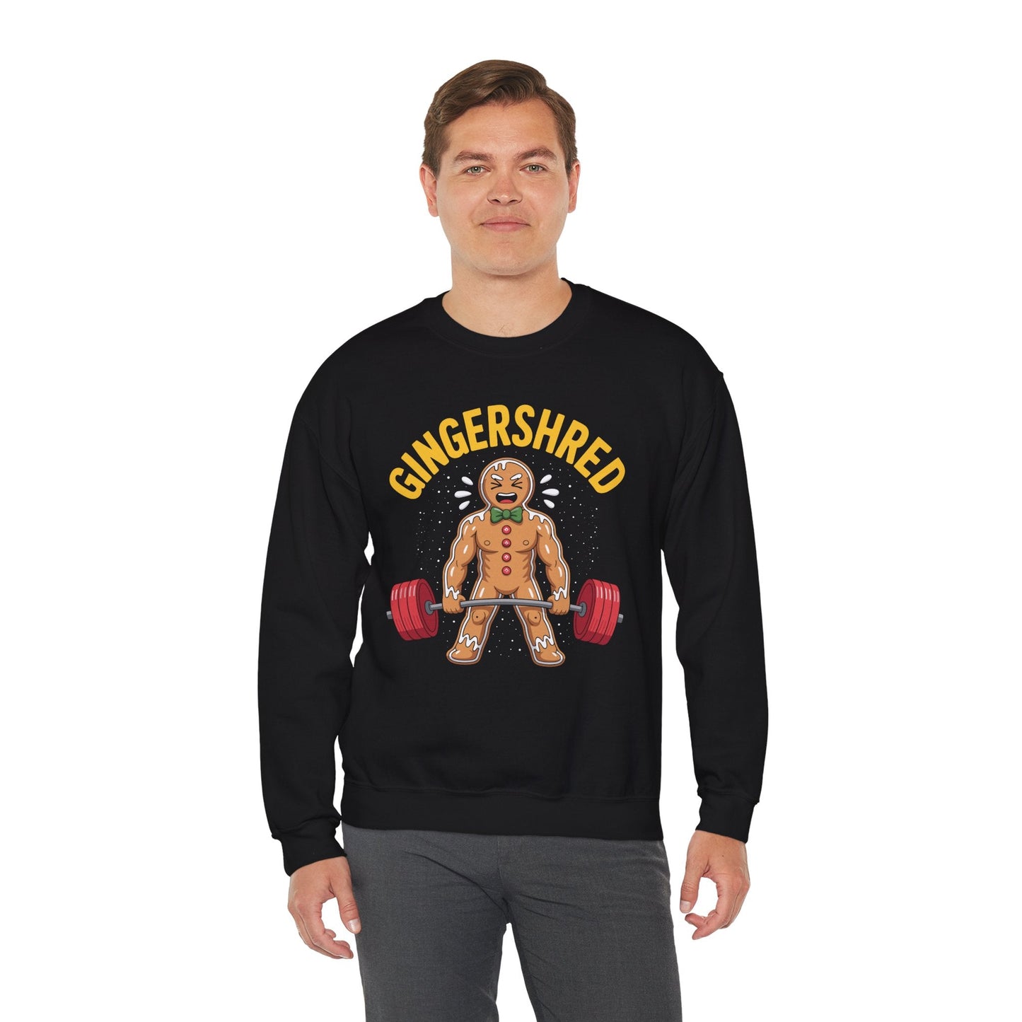 Funny Gingershred Gingerbread Man Gym Bodybuilding Christmas Sweatshirt