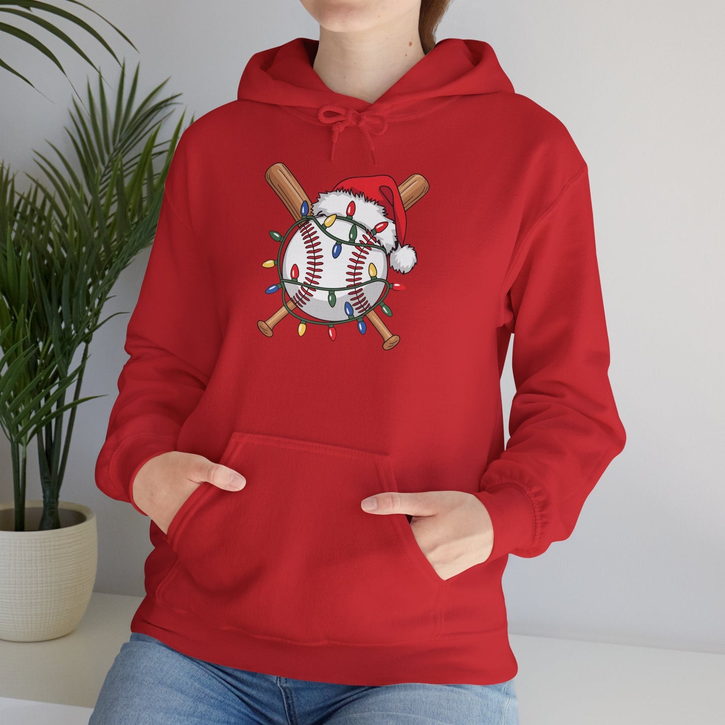 Santa Sports Design For Men Boys Christmas Baseball Player Hoodie