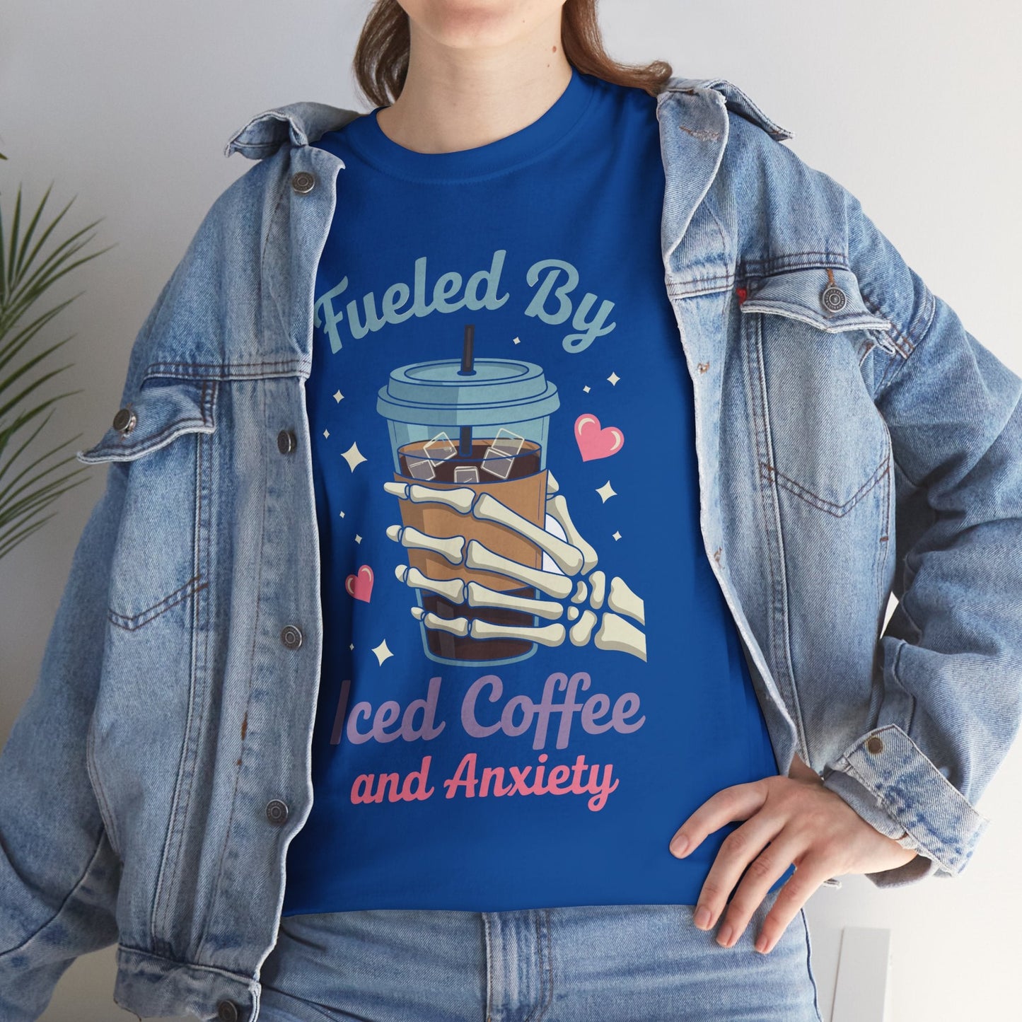 Fueled by Iced Coffee and Anxiety Funny Coffee Lover T-Shirt