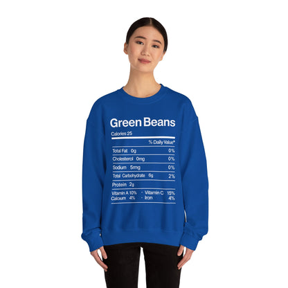 Green Beans Nutrition Facts Funny Thanksgiving Christmas Sweatshirt