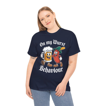 Oktoberfest On My Wurst Behaviour German Beer Sausage Adults T-Shirt
