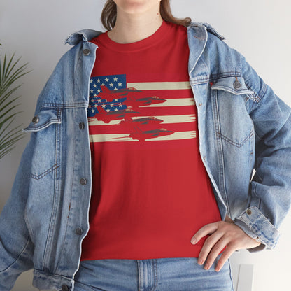 Vintage American Flag USA Fighter Jets 4th of July Patriotic T-Shirt